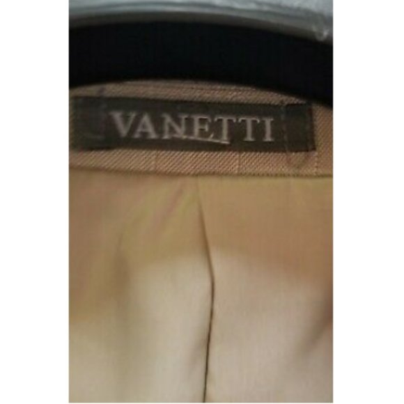 VANETTI Mens suit Khaki Tan Jacket Size 44L Dress pants Pleated 38L polyester - Picture 2 of 10